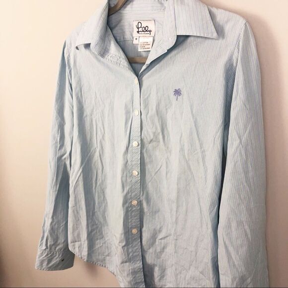 LILLY PULITZER | Button Front Collar Shirt Blue 10 - Picture 2 of 8